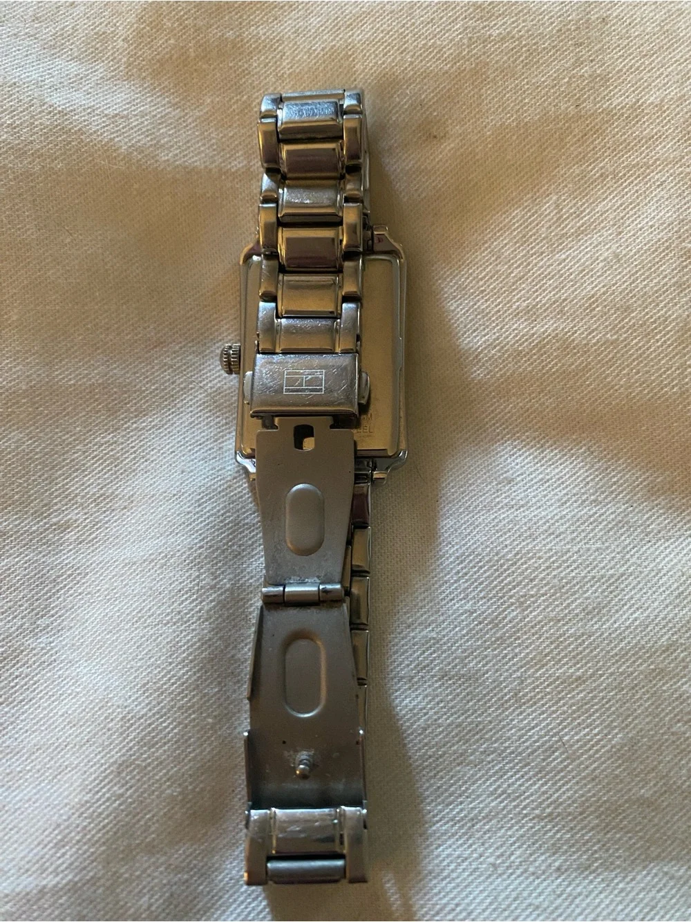 Tommy Hilfiger Silver Rectangular Men's Bracelet Watch with White Dial
